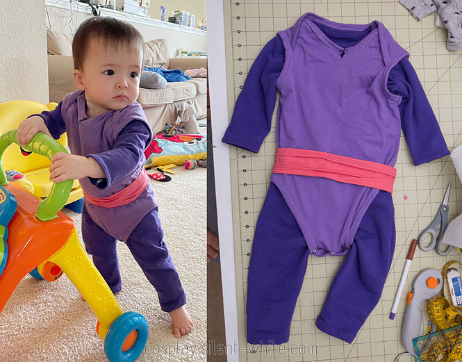 Completed Noi costume on a baby and on its own